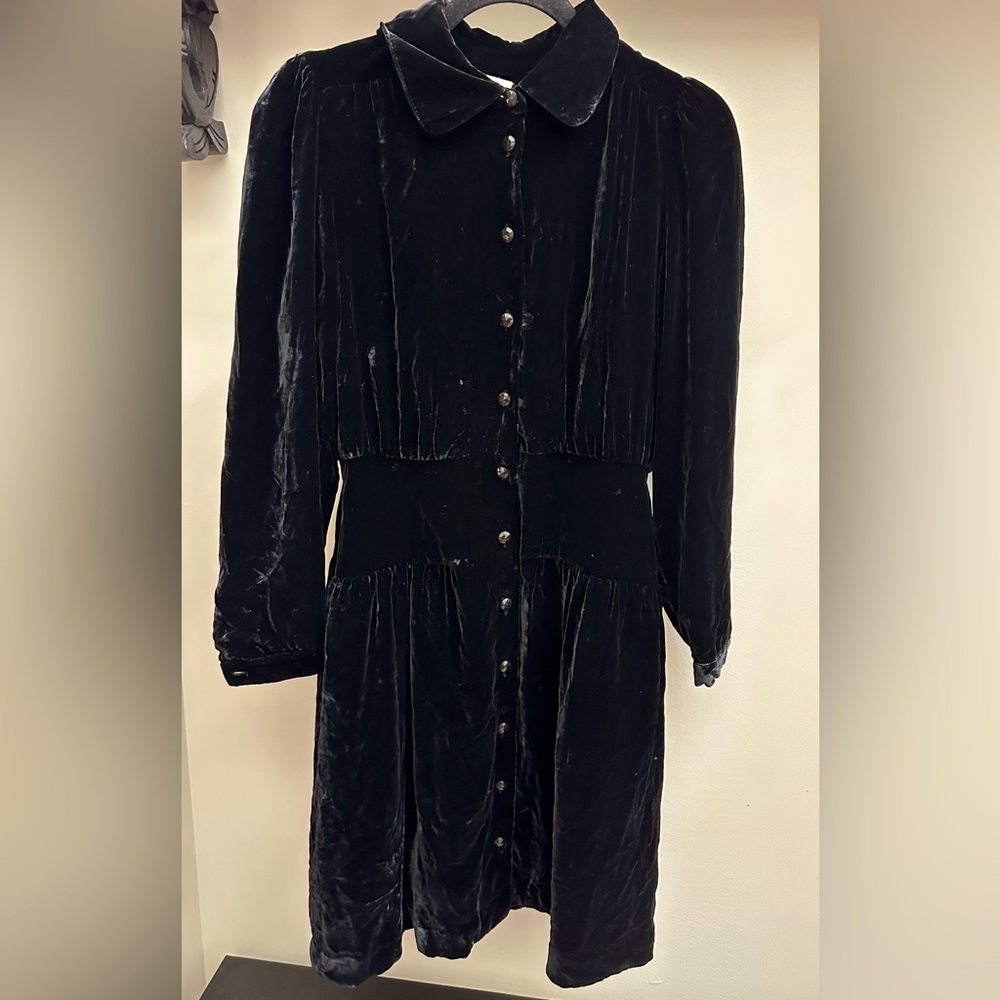EUC Anthropologie Cordelia Black Velvet Silk Dress Opera Jacket Sz 4 Holiday